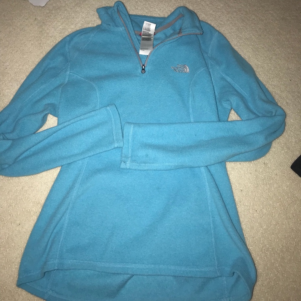 light blue north face quarter zip